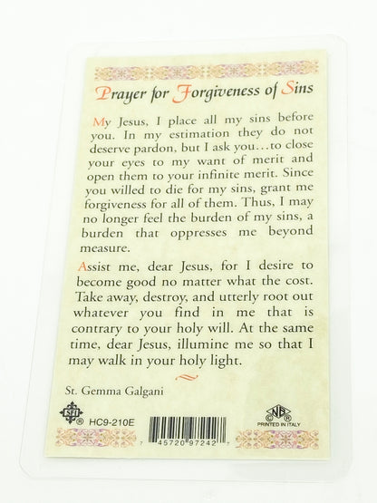 St. Gemma Galgani Laminated Holy Card (Plastic Covered) - Unique Catholic Gifts