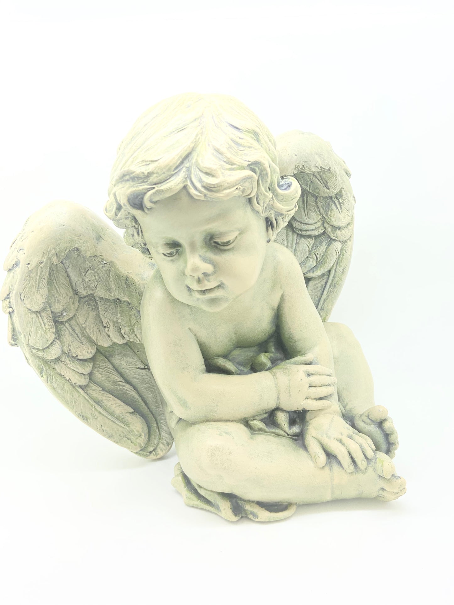 Sitting Cherub Garden Statue 9 1/2" - Unique Catholic Gifts