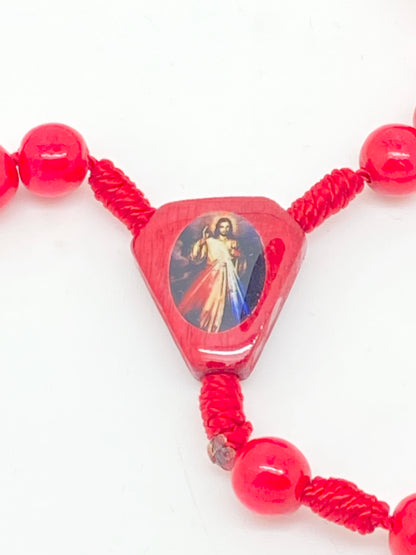 Red Divine Mercy Wood Rosary - Unique Catholic Gifts