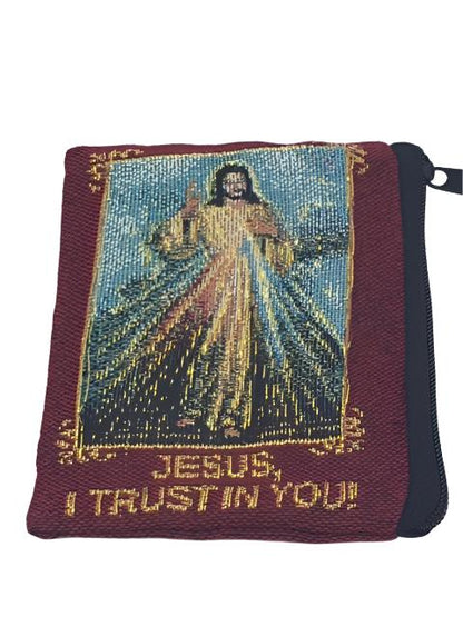 Divine Mercy Embroidered Rosary Pouch - Unique Catholic Gifts