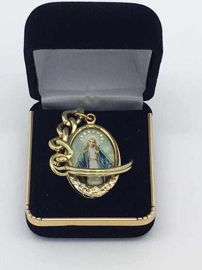 Lady of Grace Miraculous Medal Key Chain - Unique Catholic Gifts