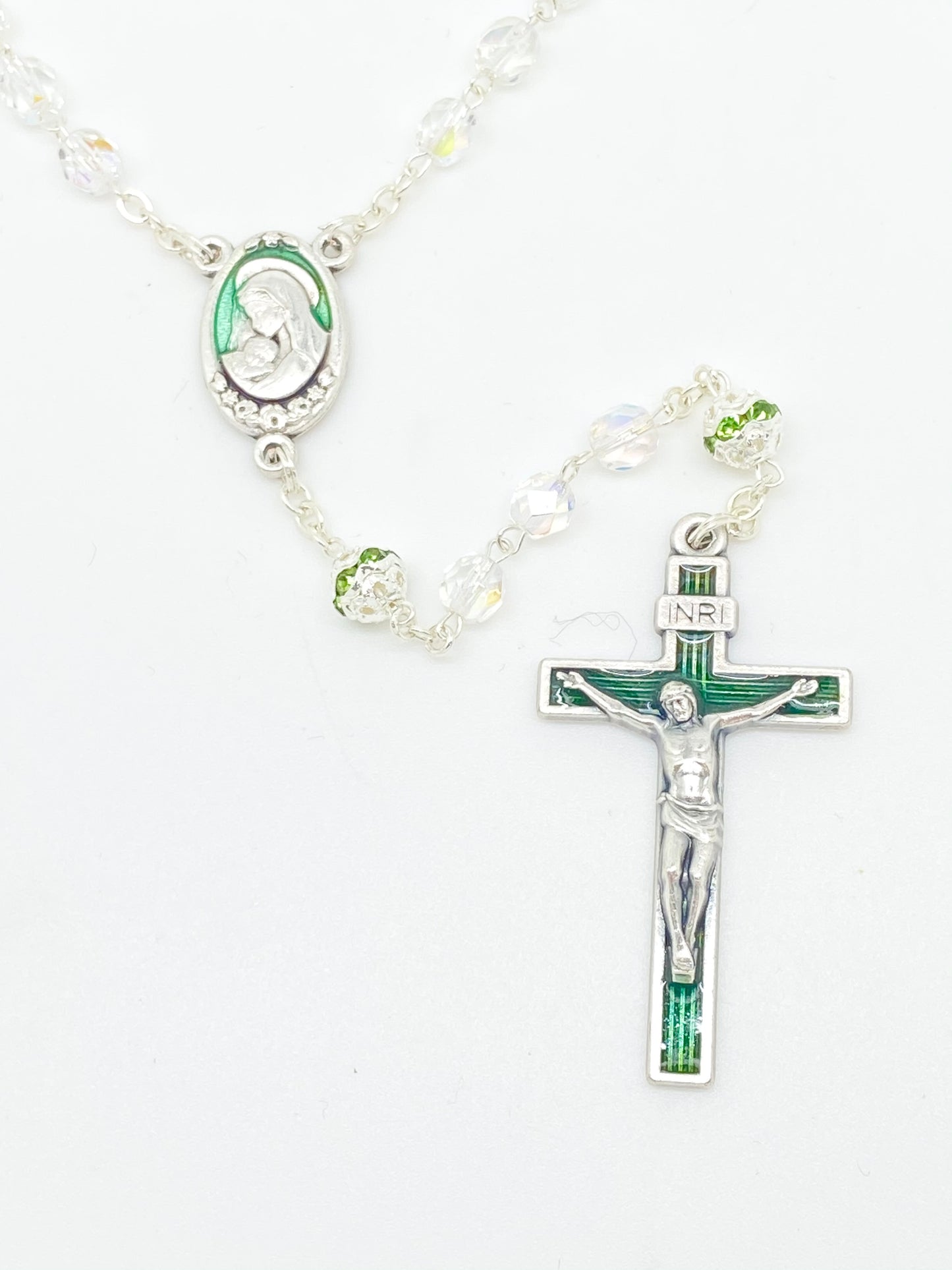 Green Czech Crystal Rosary 5 mm - Unique Catholic Gifts