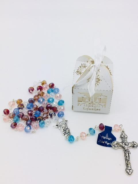 Our Lady of Lourdes Handmade Unique greatly detailed Box and Rosary. - Unique Catholic Gifts