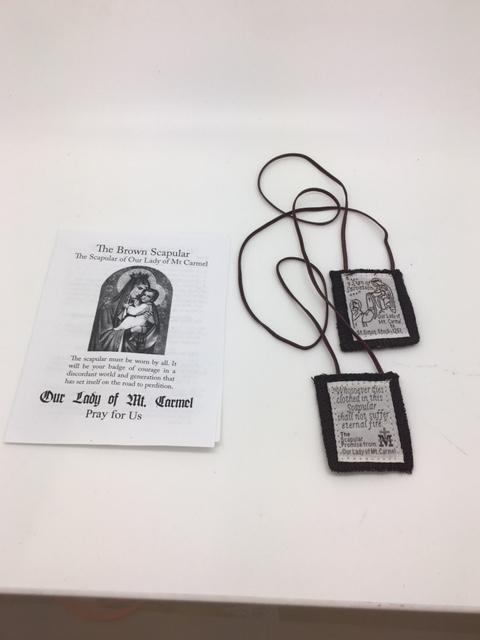 Brown Scapular Wool with Pamphlet. - Unique Catholic Gifts