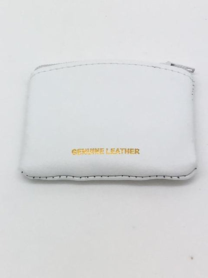 White Genuine Leather with Cross Rosary Pouch Large (4 x 3") - Unique Catholic Gifts