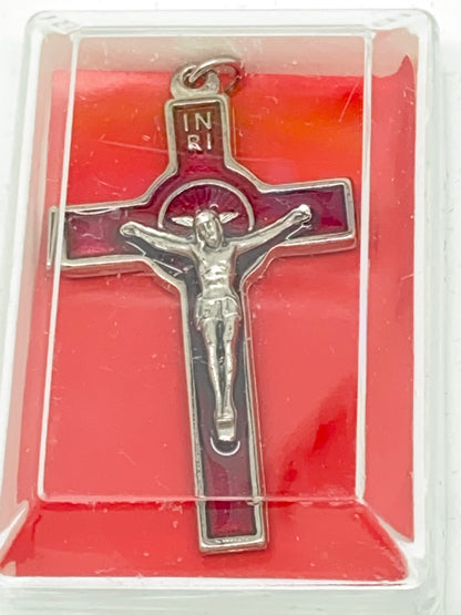 Red Enamel Holy Spirit Crucifix 2" - Unique Catholic Gifts