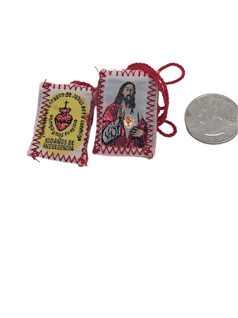 Red Scapular Sacred Heart Cloth -Escapulario Detente en Espanol - Unique Catholic Gifts