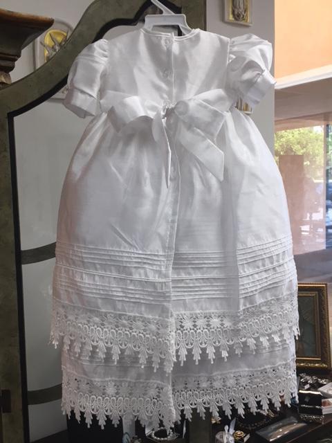 Baptismal Dress with Fancy Lace Edge White( Medium) - Unique Catholic Gifts