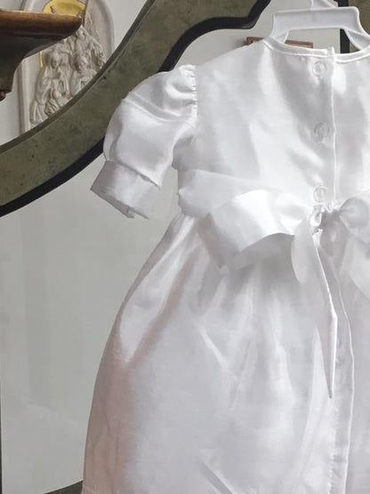 Baptismal Dress with Fancy Lace Edge White (Large) - Unique Catholic Gifts