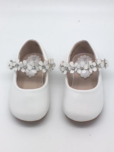 Beautiful Leatherette Shoes with Flowers Across the Strap Size 5 - Unique Catholic Gifts