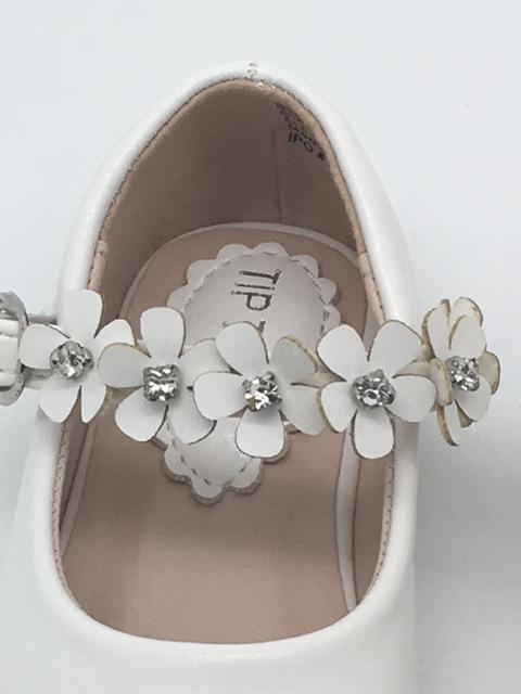 Beautiful Leatherette Shoes with Flowers Across the Strap Size 4 - Unique Catholic Gifts