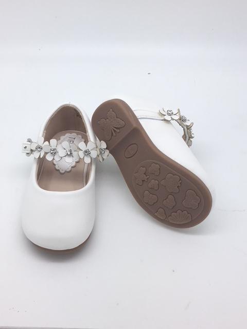 Beautiful Leatherette Shoes with Flowers Across the Strap Size 4 - Unique Catholic Gifts