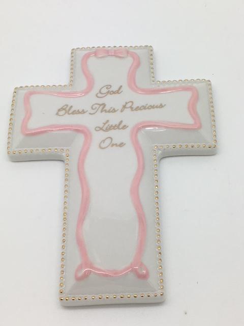 Pink Child's Gift Wall Cross (Self-Personalize) - Unique Catholic Gifts