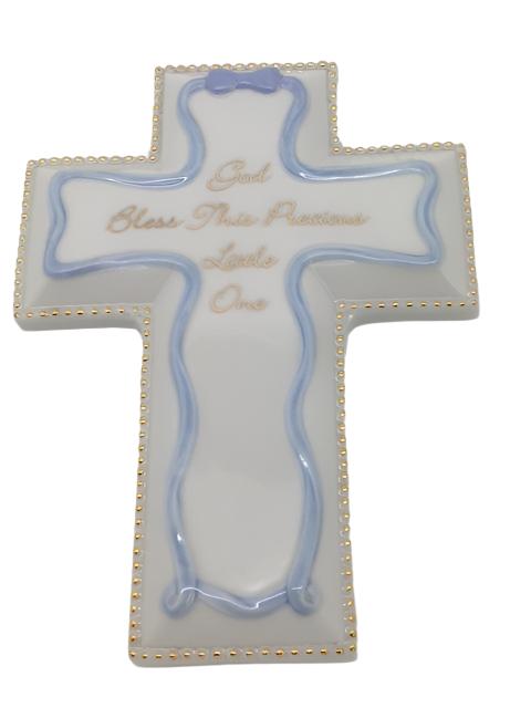 Blue Child's Gift Wall Cross (Self-Personalize) - Unique Catholic Gifts