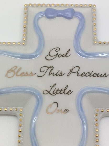 Blue Child's Gift Wall Cross (Self-Personalize) - Unique Catholic Gifts