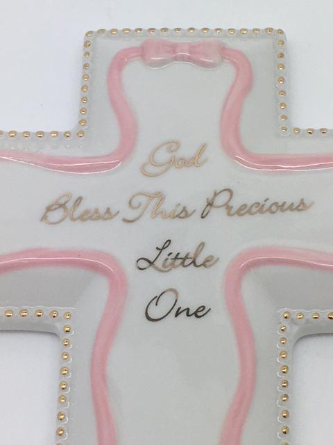 Pink Child's Gift Wall Cross (Self-Personalize) - Unique Catholic Gifts