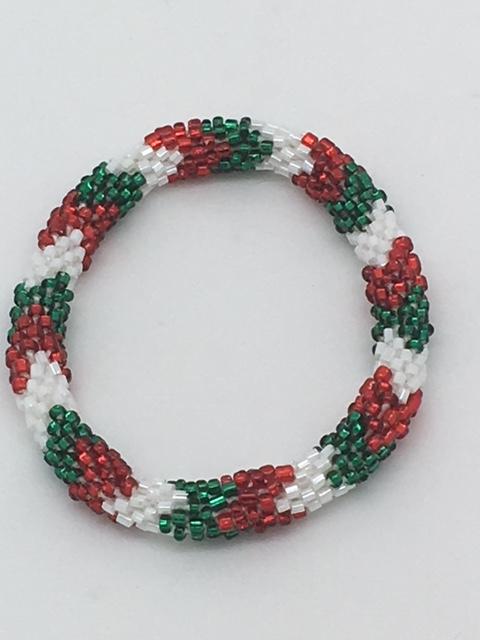 Nepal Christmas Bracelet (Green, Red, White Style 3) - Unique Catholic Gifts