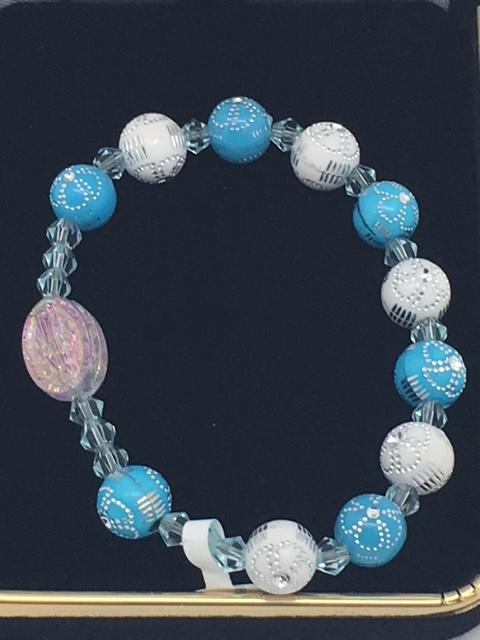 Children's Rosary Bracelet Blue with Flower Accents - Unique Catholic Gifts