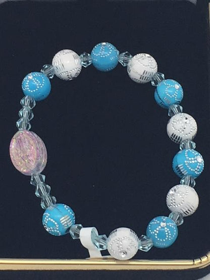 Children's Rosary Bracelet Blue with Flower Accents - Unique Catholic Gifts