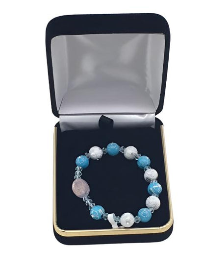 Children's Rosary Bracelet Blue with Flower Accents - Unique Catholic Gifts