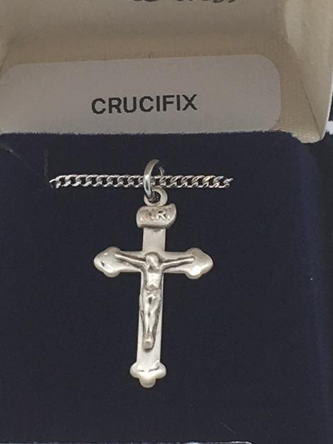 Sterling Silver Crucifix 7/8" with 18" chain - Unique Catholic Gifts