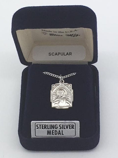 Sterling Silver Scapular Pendant (5/8 x 1/2") - Unique Catholic Gifts