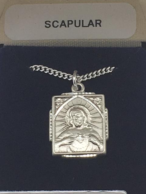 Sterling Silver Scapular Pendant (5/8 x 1/2") - Unique Catholic Gifts