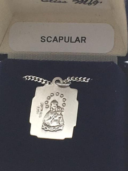 Sterling Silver Scapular Pendant (5/8 x 1/2") - Unique Catholic Gifts