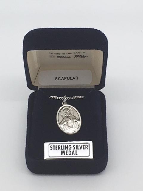 Sterling Silver Scapular Medal 3/4" - Unique Catholic Gifts