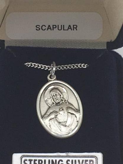 Sterling Silver Scapular Medal 3/4" - Unique Catholic Gifts