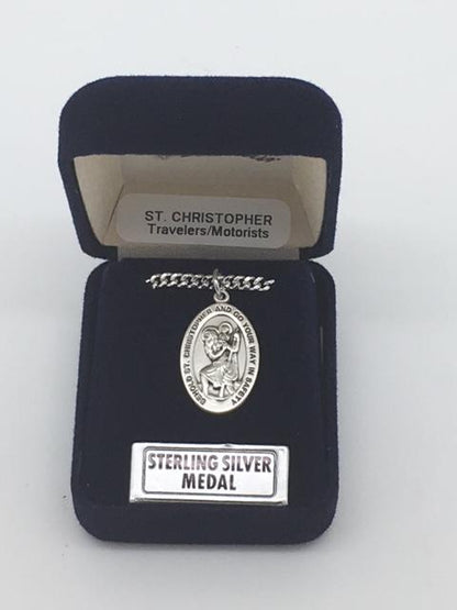 Sterling Silver St. Christopher Medal 7/8" - Unique Catholic Gifts