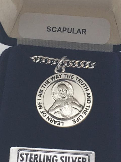 Sterling Silver Scapular Medal 3/4" - Unique Catholic Gifts