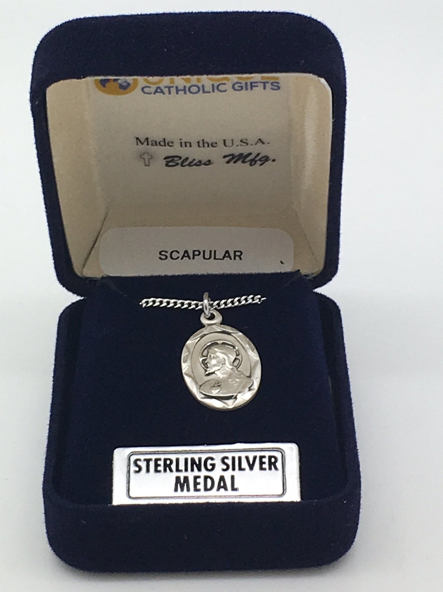 Sterling Silver Scapular Medal 3/4" - Unique Catholic Gifts