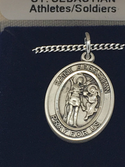 Sterling Silver St. Sebastian Medal 3/4" - Unique Catholic Gifts