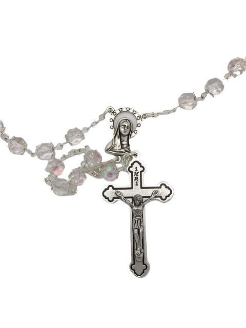 Clear Crystal Cut and Capped Rosary - Unique Catholic Gifts