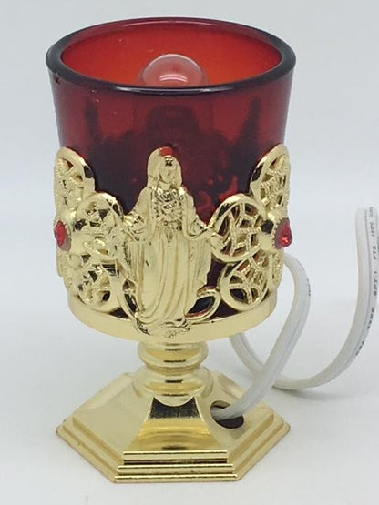 Electric Votive Candle Stand Infant Prague and Our Lady Accents (4") - Unique Catholic Gifts