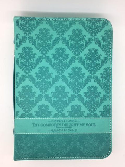 "Delightful" Bible Cover, Teal Green Psalm 94:19 (Large) - Unique Catholic Gifts