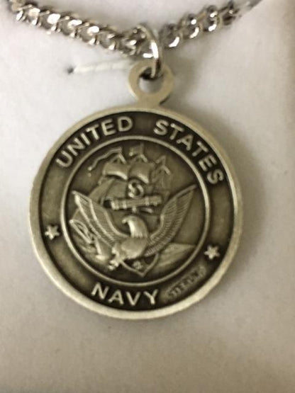 Navy Saint Christopher Sterling Silver Medal (5/16") - Unique Catholic Gifts