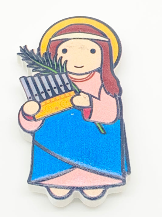 St. Cecilia Resin Magnet (Little Drops of Water) 3" - Unique Catholic Gifts