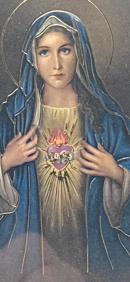 Immaculate Heart of Mary in a Matted Gold Frame 5 1/4" - Unique Catholic Gifts