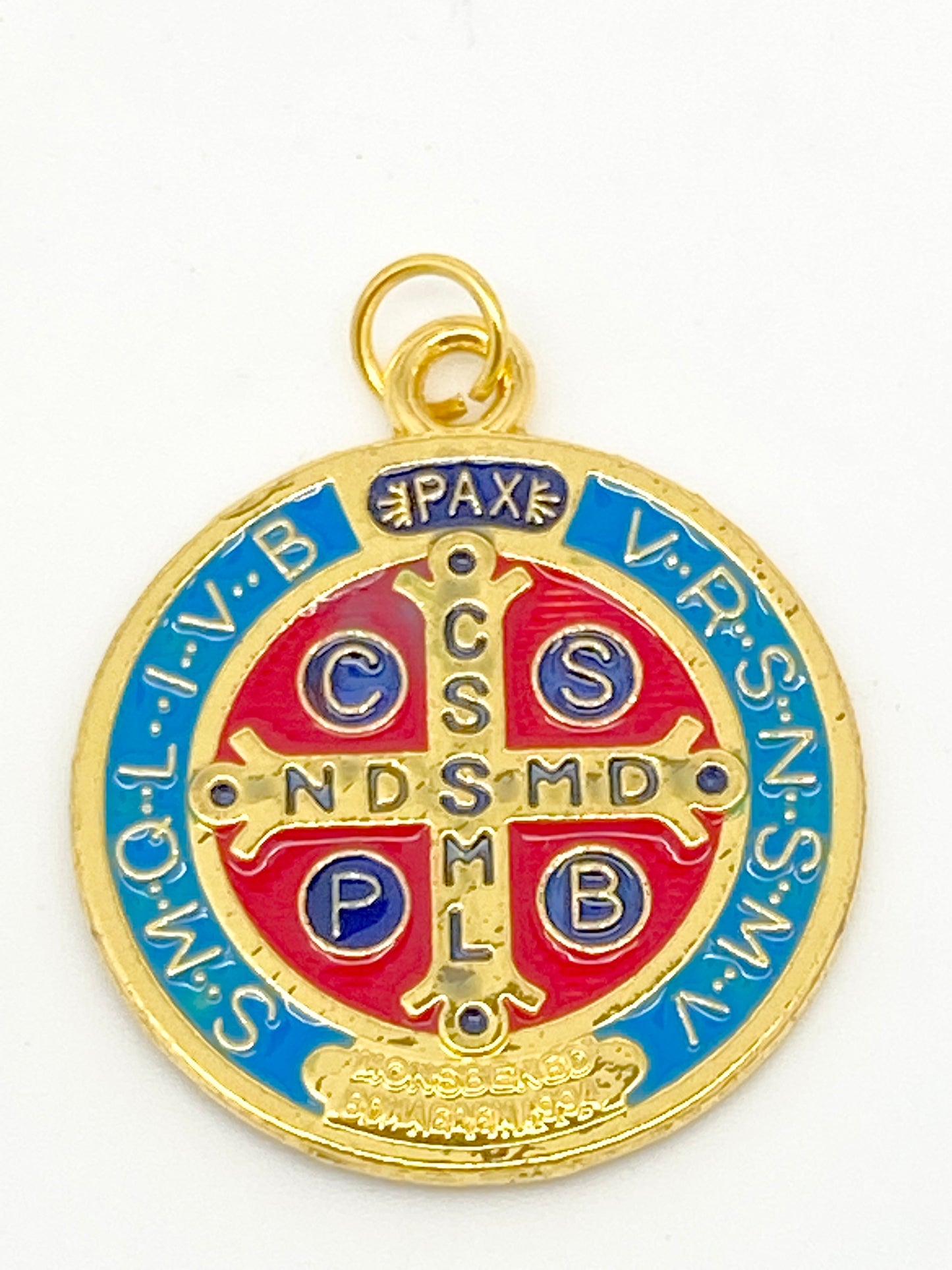 Gold and Colored St. Benedict Medal Large 1 1/4" - Unique Catholic Gifts