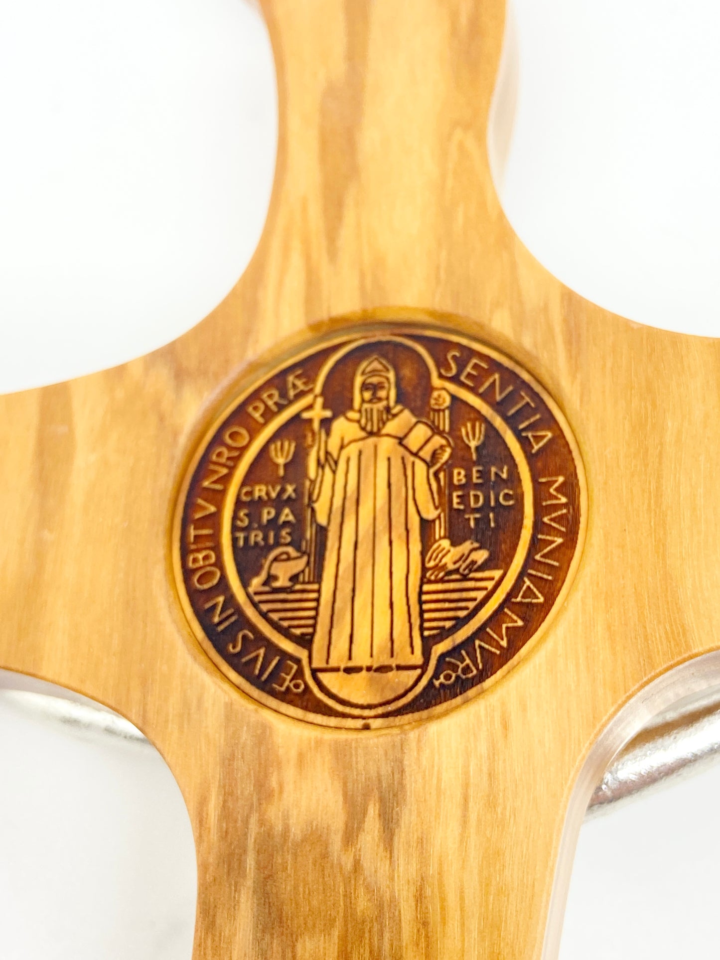 Olive Wood Carved St. Benedict Wall Crucifix 12 1/2" - Unique Catholic Gifts