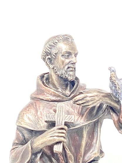 Saint Francis Bronze Statue 8 3/4" - Unique Catholic Gifts