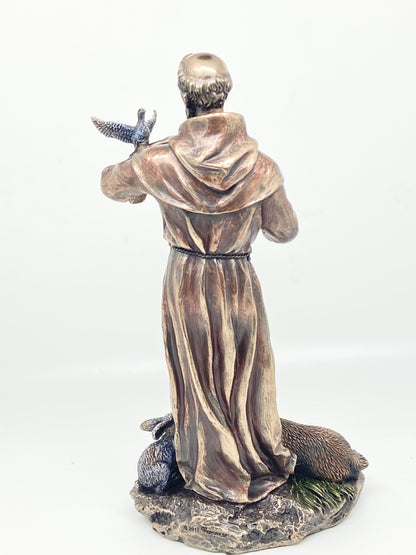 Saint Francis Bronze Statue 8 3/4" - Unique Catholic Gifts