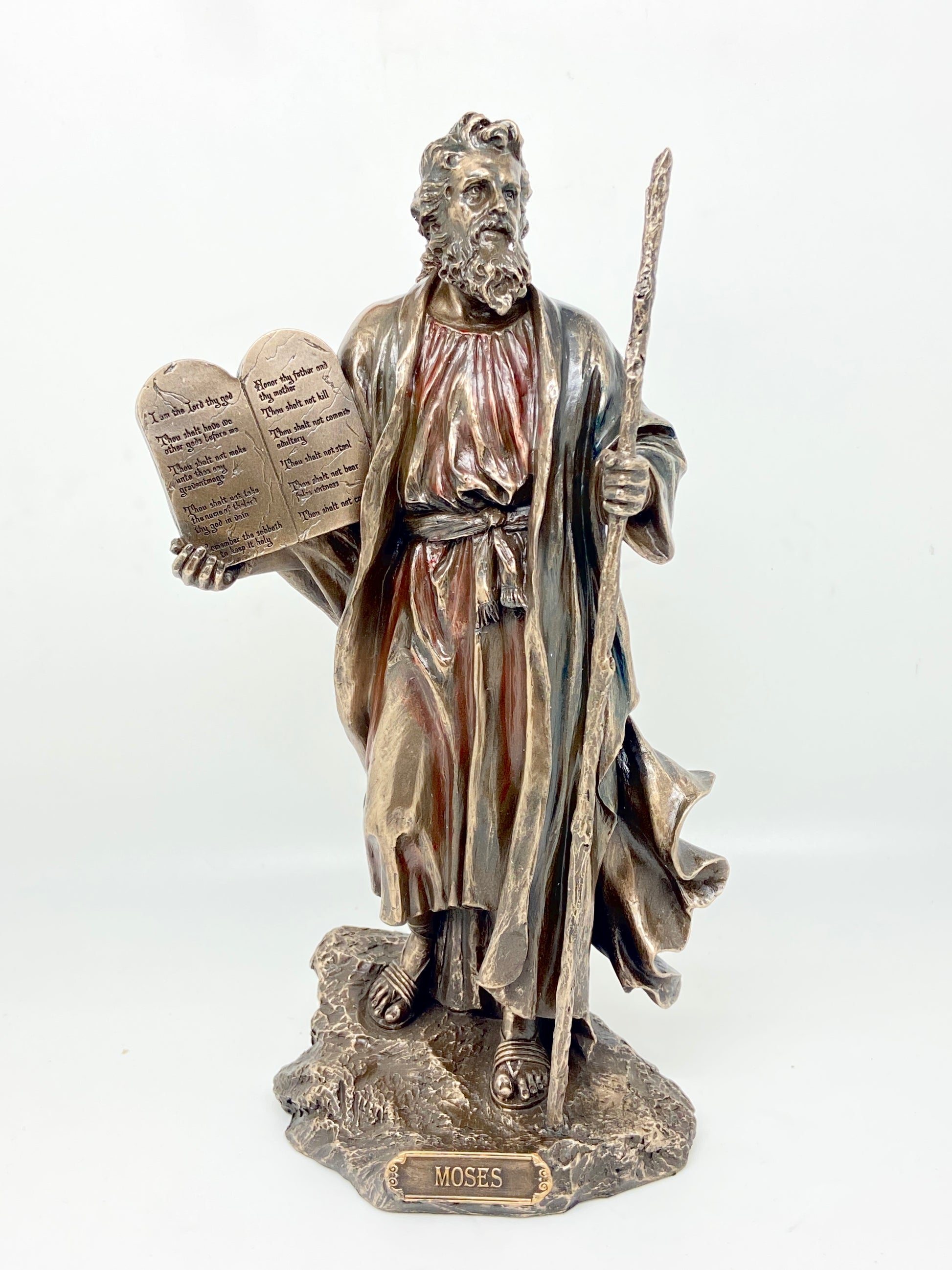 Moses and the 10 Commandments Bronze Statue 9 7/8" - Unique Catholic Gifts