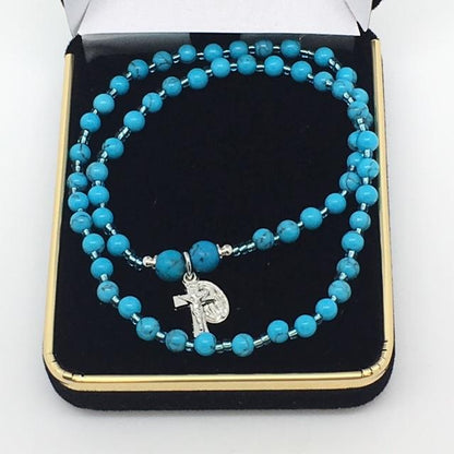 Genuine Turquoise Twist Rosary Bracelet (4mm) - Unique Catholic Gifts