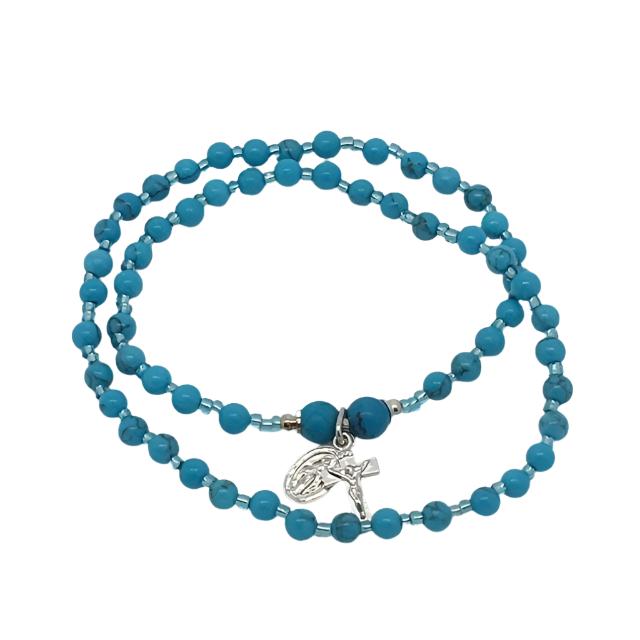 Genuine Turquoise Twist Rosary Bracelet (4mm) - Unique Catholic Gifts