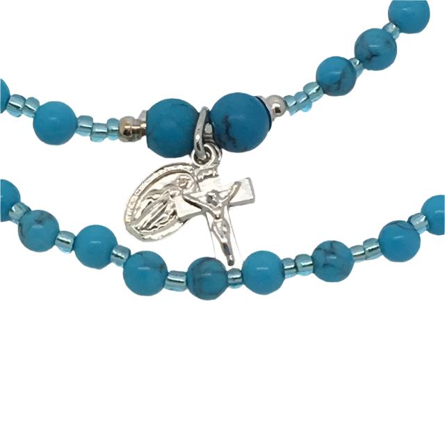 Genuine Turquoise Twist Rosary Bracelet (4mm) - Unique Catholic Gifts