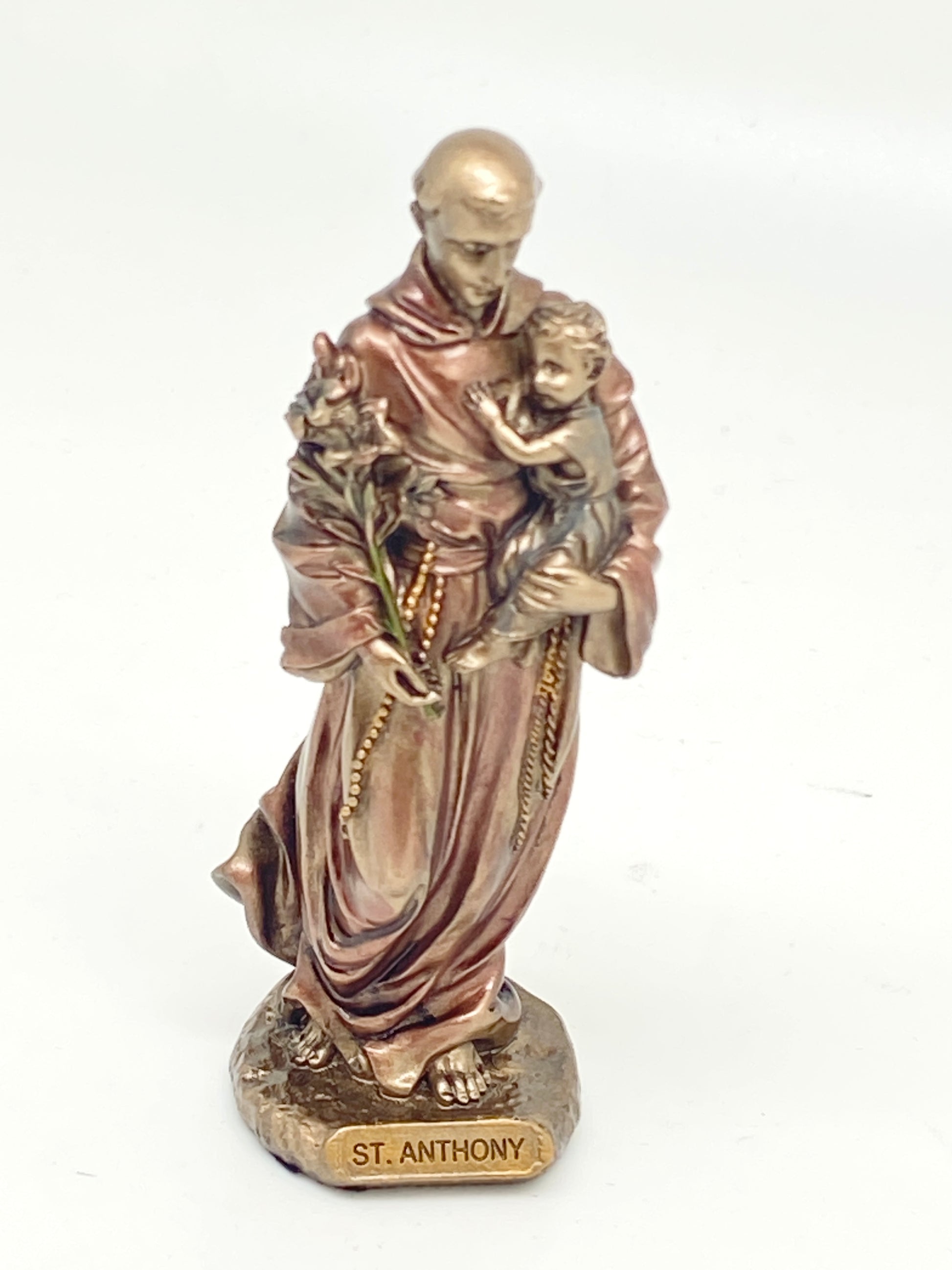 St. Anthony Mini Bronze Statue 3 3/8" - Unique Catholic Gifts