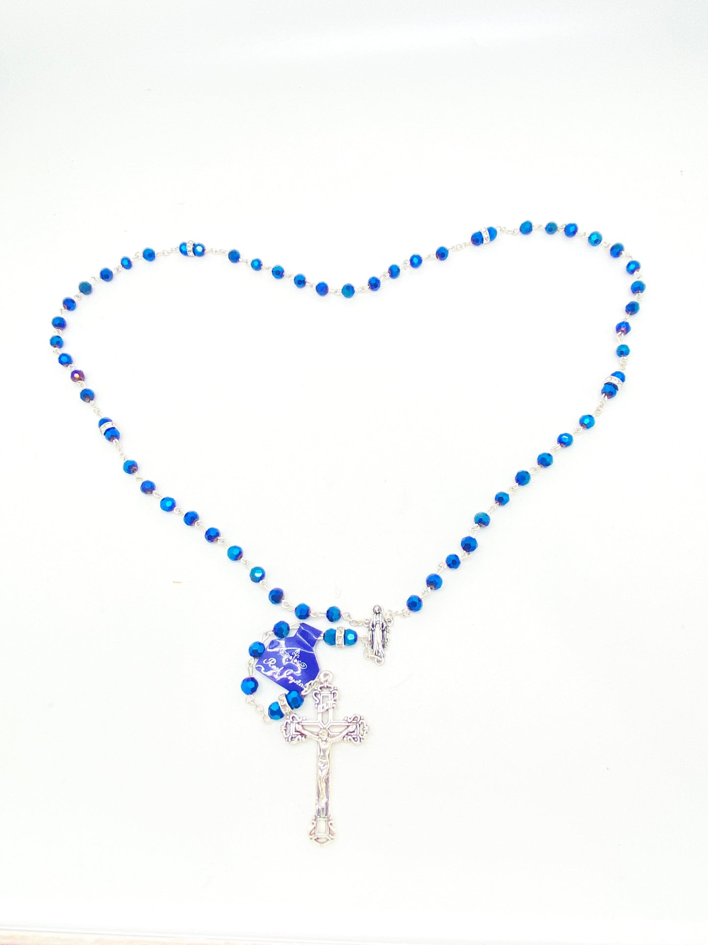 Our Lady of Grace Real Blue Crystal Rosary 6MM - Unique Catholic Gifts